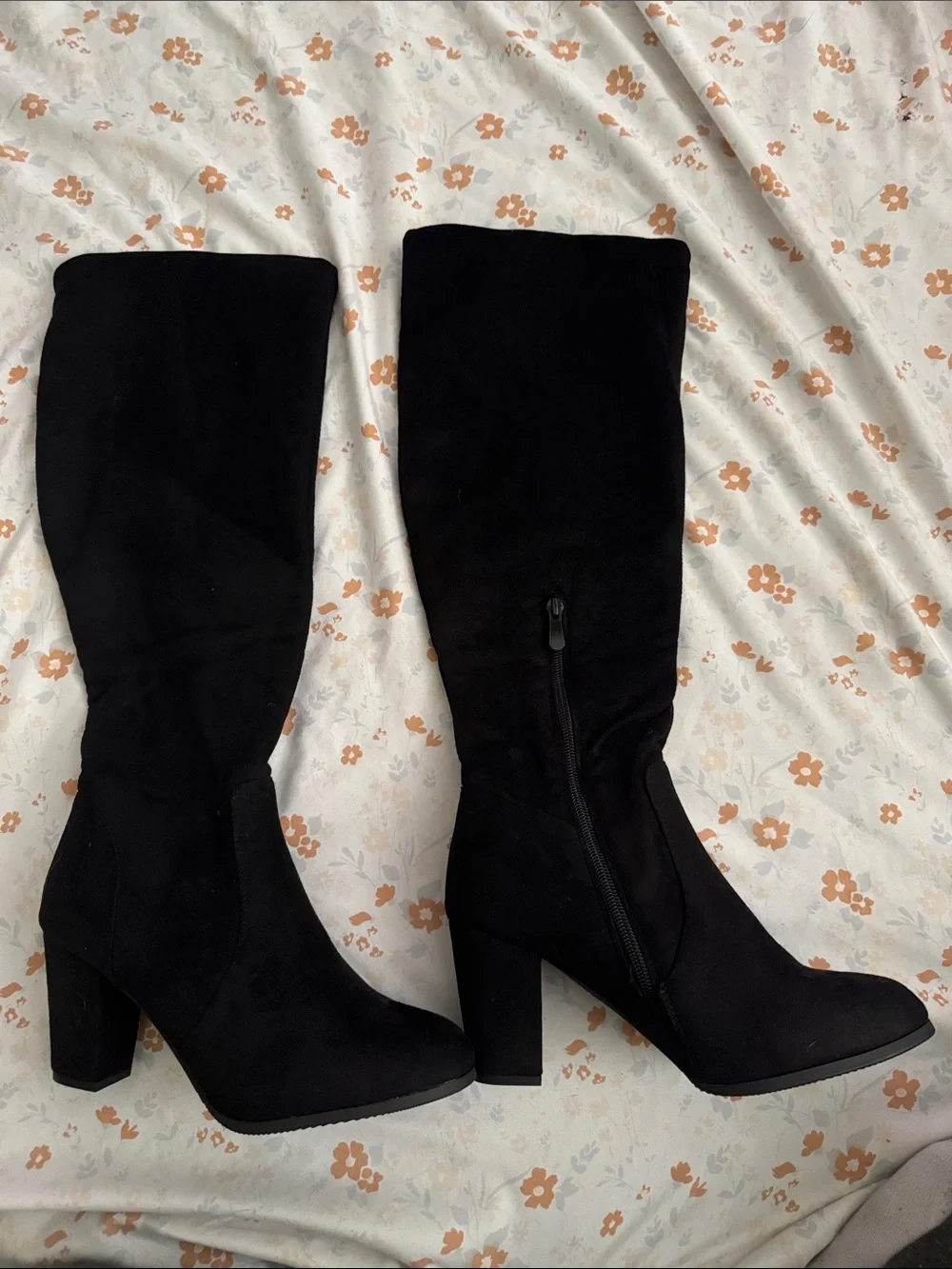 Black Over-the-Knee Block Heel Boots